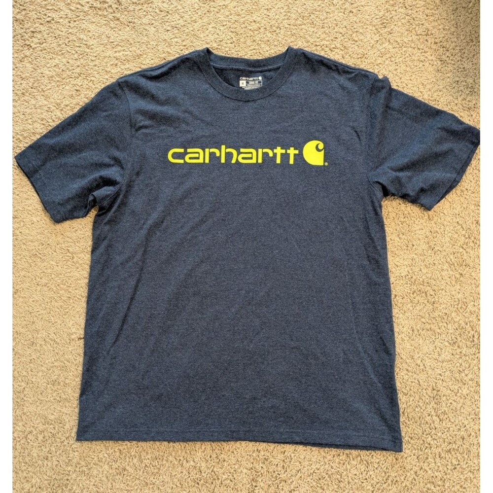 Carhartt Tee Mens XL Blue Logo Loose Fit Spell Out Utility Workwear
